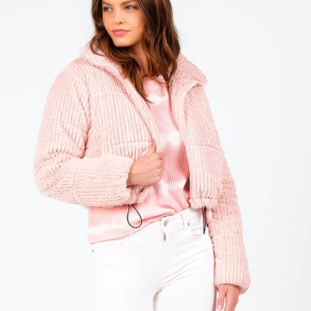 NWT Pink Faux Fur Cropped Jacket